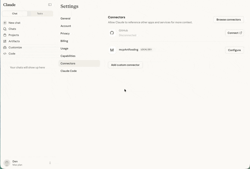 Adding a custom connector in Claude
